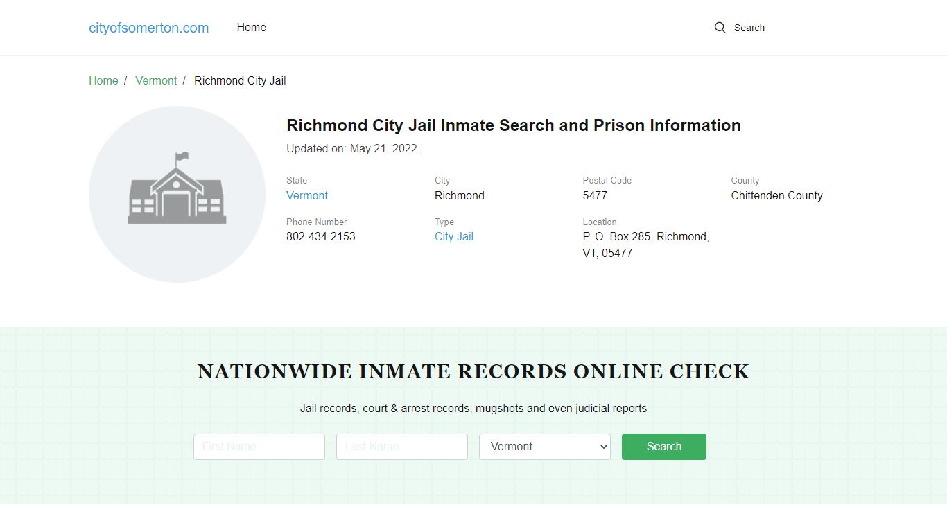 Richmond City Jail Inmate Search and Prison Information